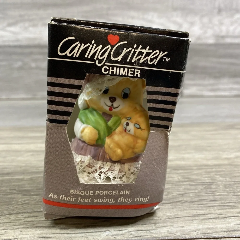 Caring Critter Chimer Mamma Bear Child Ornament‎ Jasco Bisque Porcelain